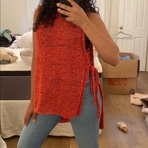 Zara crotchet knit top- coral red